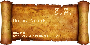 Benes Patrik névjegykártya
